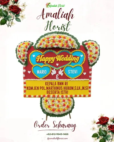 Karangan Papan Bunga Pernikahan di Telanaipura